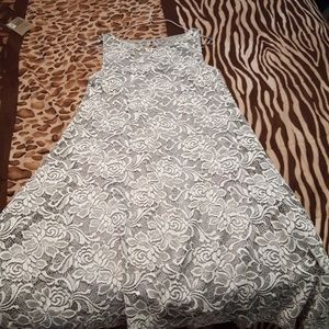 White & gray lace dress